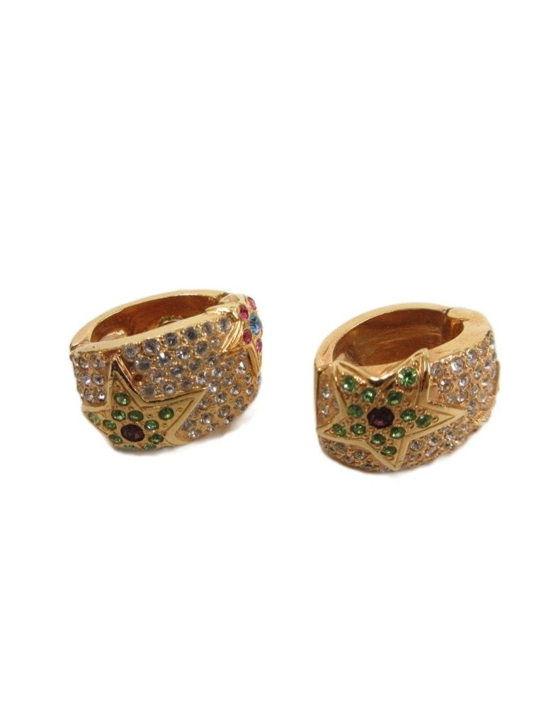 Versace Gianni Earrings Pave Gold Color Rhinestone Decoration Star